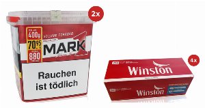 Mark 1 800g Tabak Sparpaket ( 2 x Mark 1 400g & 4 x Winston Extra Hülsen 250 Stk. )