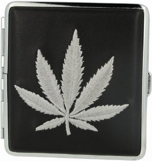 Matteo Zigarettenetui Hanfblatt Silber