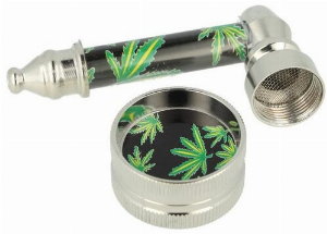 Metallpfeifenset Grinder, Pfeife, Ersatzsiebe im Täschchen Nr.3