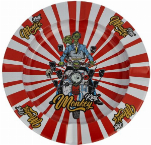 Monkey King Aschenbecher  Rot-Weiß Metall