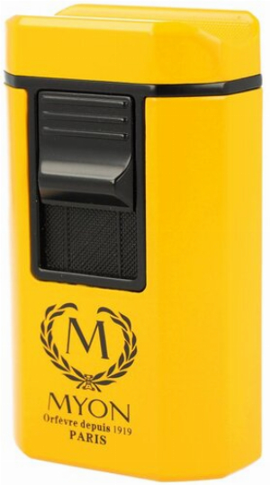 Myon 4er Jetflame Feuerzeug mit Zigarrenhalter und Cutter Gelb