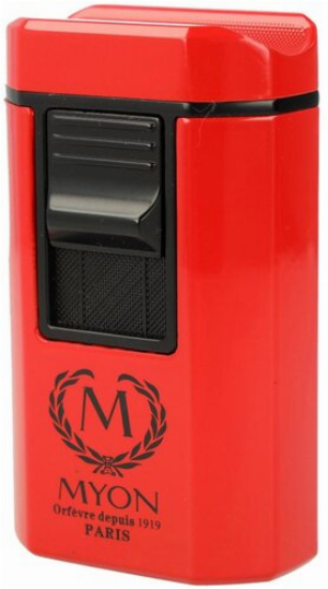 Myon 4er Jetflame Feuerzeug mit Zigarrenhalter und Cutter Rot