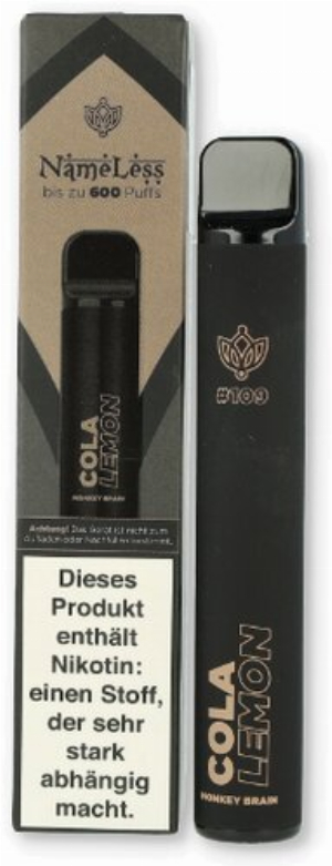 NameLess Einweg E-Zigarette Cola Lemon Aroma 600 Züge 20mg