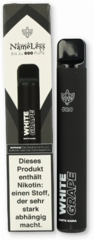 NameLess Einweg E-Zigarette White Grape Aroma 600 Züge 20mg