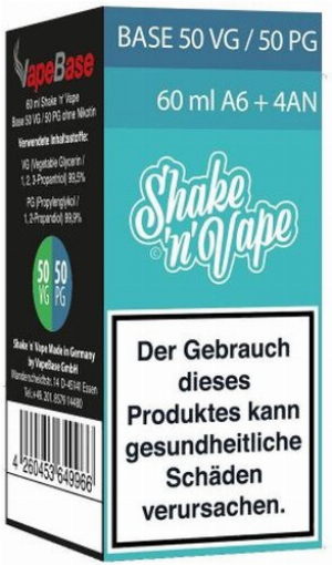 Nikoliquids Shake n Vape Grundbase 50/50 Türkis 60ml A6 + 4AN für 6mg