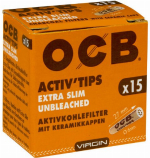 OCB Activ Tips Extra Slim Unbleached 6mm 15Stk.