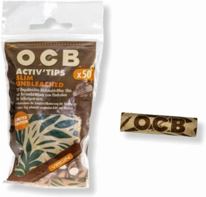 OCB Activ Tips Slim Limited Edition Flower Unbleached 7mm Filter 50 Stk.