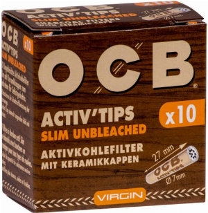 OCB Activ Tips Slim Unbleached 7mm 10Stk.
