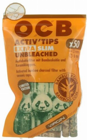 OCB Activ Tips Unbleached Extra Slim Filter 6mm Limited Edition 50 Stk.