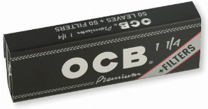 OCB  Schwarz Zigarettenpapier Premium 50 Blatt + 50 Tips