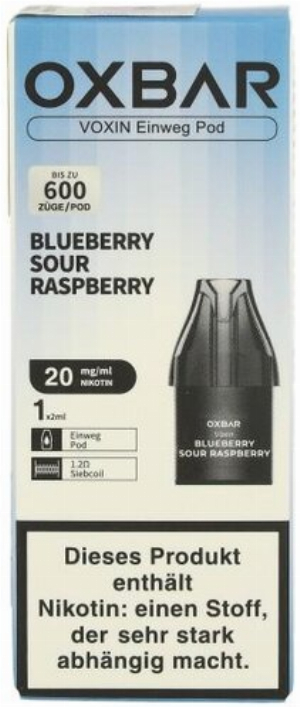 Oxbar Voxin Einweg Pod Blueberry Sour Raspberry 1x2ml 20mg
