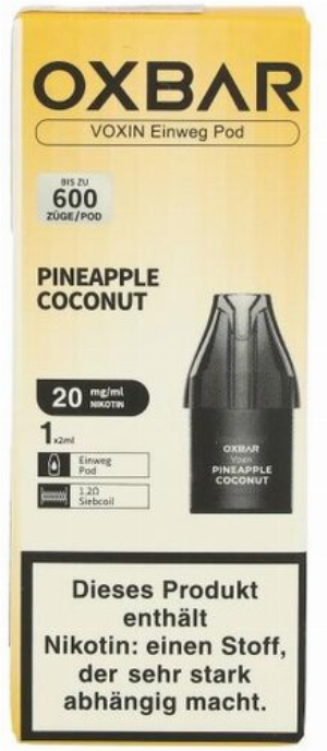 Oxbar Voxin Einweg Pod Pineapple Coconut 1x2ml 20mg