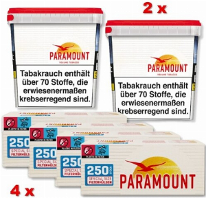 Paramount Sparpaket ( 2 x Paramount Giga Box 230g ) + ( 4 x Paramount Special Size Zigarettenhülsen 250 Stück )