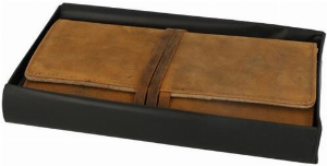 Passatore Pfeifen-Rollbeutel Leder Antik Braun für 2 Pfeifen