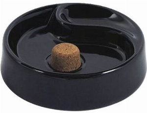 Pfeifenascher Keramik rund schwarz 1 Ablage 16cm 