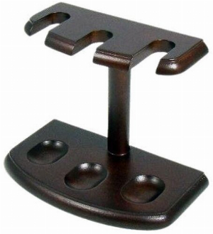 Pfeifenständer Holz Dunkelbraun Ablage für 3 Pfeifen