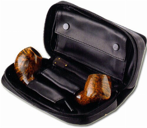 Pfeifentasche Ambiente Rindleder schwarz 2er