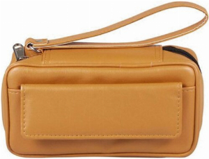 Pfeifentasche Lederoptik hellbraun 2er