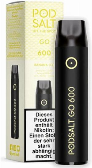 Pod Salt Go 600 Einweg E-Shisha Banana-Ice-Aroma 20mg