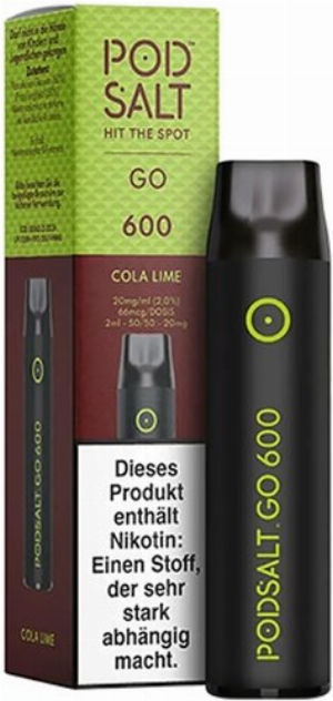 Pod Salt Go 600 Einweg E-Shisha Cola-Lime-Aroma 20mg