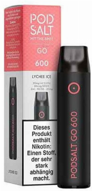 Pod Salt Go 600 Einweg E-Shisha Lychee Ice-Aroma 20mg