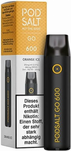 Pod Salt Go 600 Einweg E-Shisha Orange-Ice-Aroma 20mg