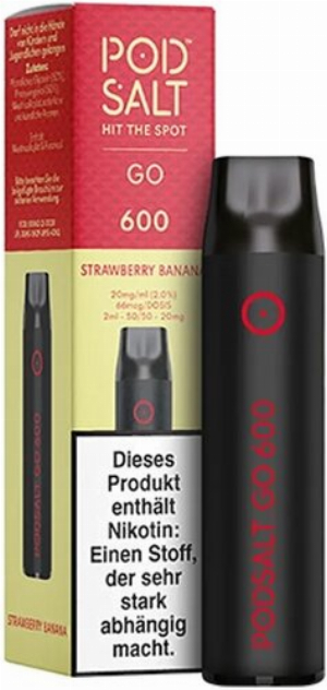 Pod Salt Go 600 Einweg E-Shisha Strawberry-Banana-Aroma 20mg