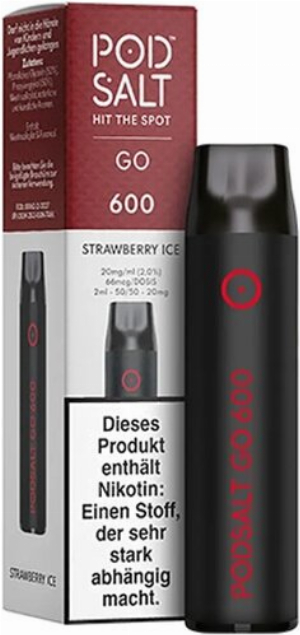Pod Salt Go 600 Einweg E-Shisha Strawberry-Ice-Aroma 20mg