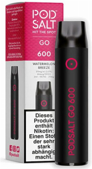 Pod Salt Go 600 Einweg E-Shisha Watermelon-Breeze-Aroma 20mg