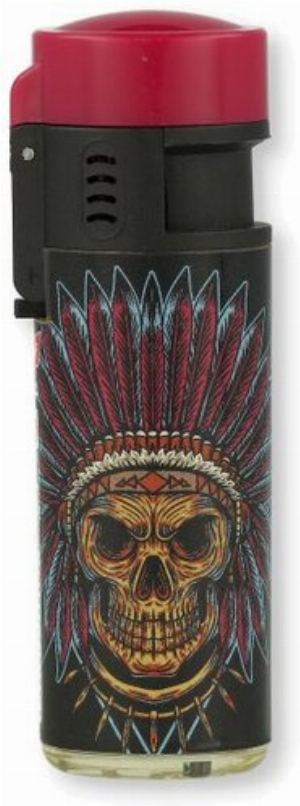 Prof Feuerzeug Jet-Blueflame Feather & Skull Pink