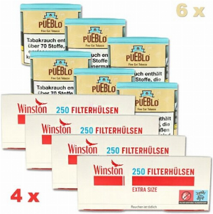 Pueblo 600g Tabak Sparpaket (6 x Pueblo + 4 x Winston 250er)