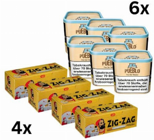 Pueblo 600g Tabak Sparpaket (6 x Pueblo + 4 x Zig Zag 250er)