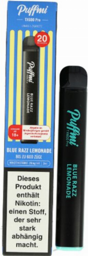 Puffmi TX600 Pro Blue Razz Lemonade Einweg E-Shisha 20mg