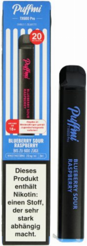 Puffmi TX600 Pro Blueberry Sour Raspberry Einweg E-Shisha 20mg