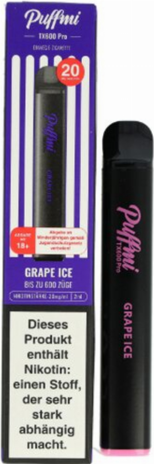 Puffmi TX600 Pro Grape Ice Einweg E-Shisha 20mg