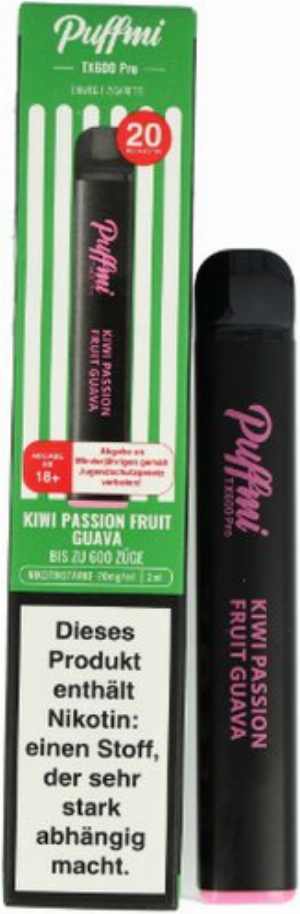 Puffmi TX600 Pro Kiwi Passion Fruit Guava Einweg E-Shisha 20mg