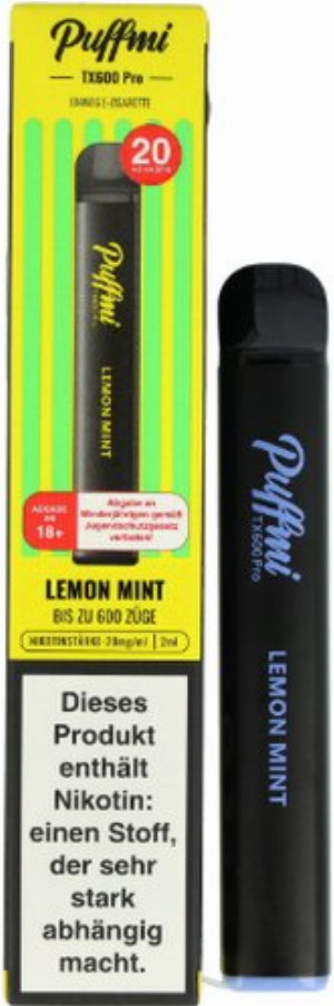 Puffmi TX600 Pro Lemon Mint Einweg E-Shisha 20mg