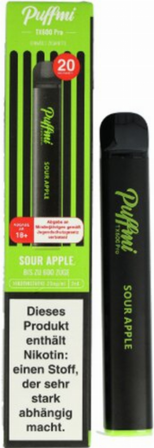 Puffmi TX600 Pro Sour Apple Einweg E-Shisha 20mg