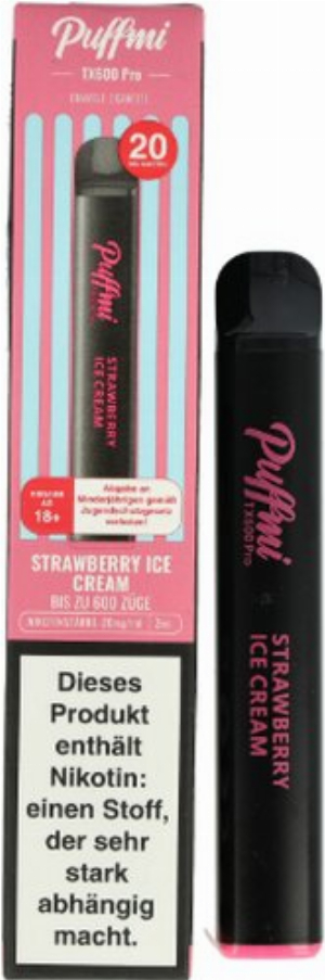 Puffmi TX600 Pro Strawberry Ice Cream Einweg E-Shisha 20mg