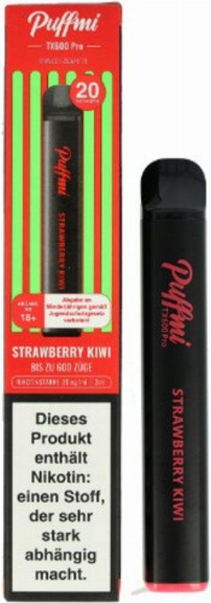 Puffmi TX600 Pro Strawberry Kiwi Einweg E-Shisha 20mg