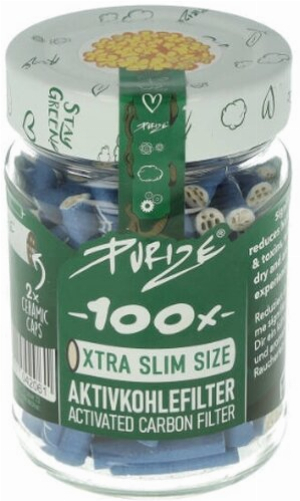 Purize Aktivkohlefilter 6mm Blau im Glas 100Stk.
