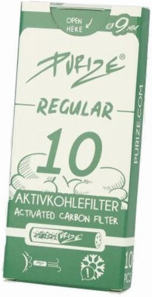 Purize Aktivkohlefilter Regular 9mm Weiß 10 Stück