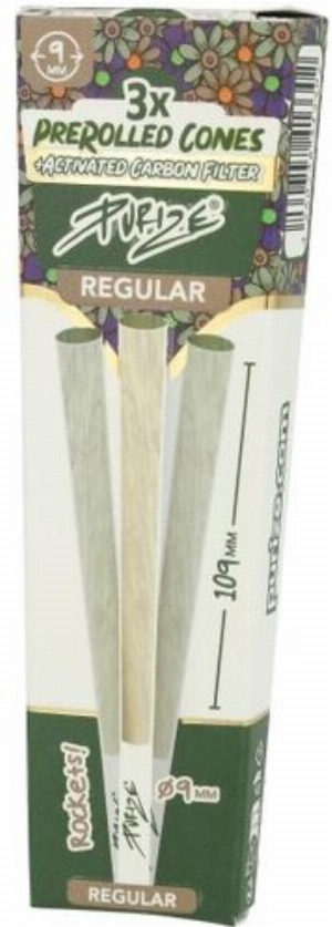 Purize Prerolled Cones Regular mit Aktivkohlefilter 9mm 3er Pack