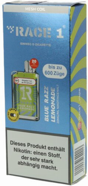 Race One Einweg E-Zigarette Blue Razz Lemonade 20mg