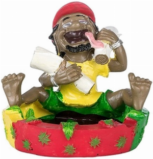 Rasta Spagat Aschenbecher Polyresin Ø 10,5cm, H 10cm