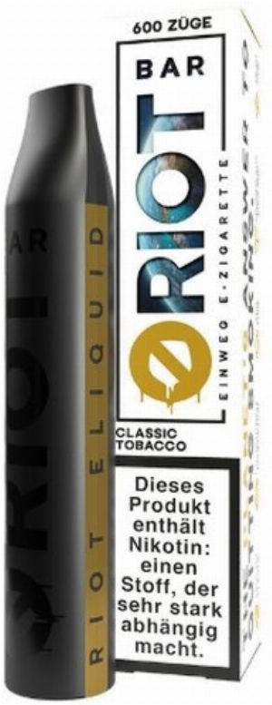 Riot Bar Vape Classic Tobacco Einweg E-Zigarette 20mg