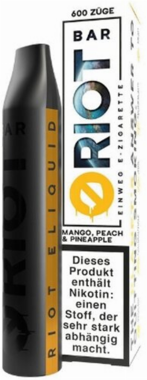 Riot Bar Vape Mango, Peach & Pineapple Einweg E-Zigarette 20mg