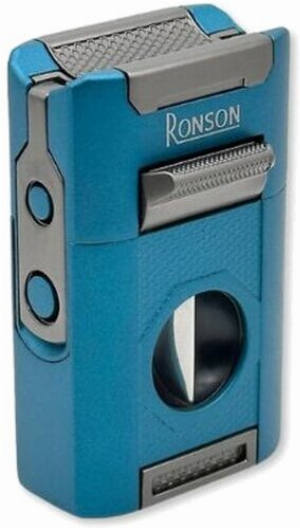Ronson Giant Zigarrenfeuerzeug Blue 4er Jetflame mit Zigarrenzubehör