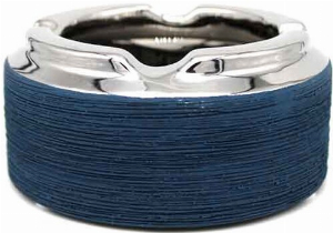 Salon-Ascher rund Keramik Betonoptik blau