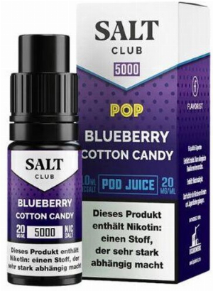 Salt Club 5000 Nikotinsalz Liquid Pop Blueberry Cotton Candy 20mg